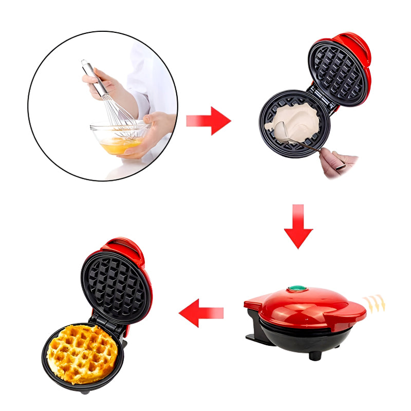 Compact 4-Inch Non-Stick Electric Mini Waffle Maker | 350-Watt