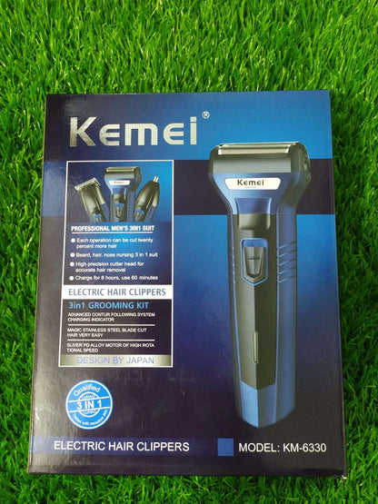 Kemei 3-in-1 Professional Hair Trimmer & Shaver – Nose, Beard, and Hair Clipper