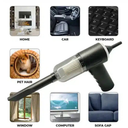 3-in-1 Portable Mini Vacuum Cleaner, Duster, & Air Blower – Wireless Handheld Cleaner for Car, Home, & Electronics