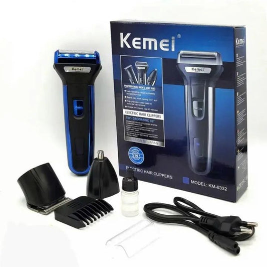 Kemei 3-in-1 Professional Hair Trimmer & Shaver – Nose, Beard, and Hair Clipper