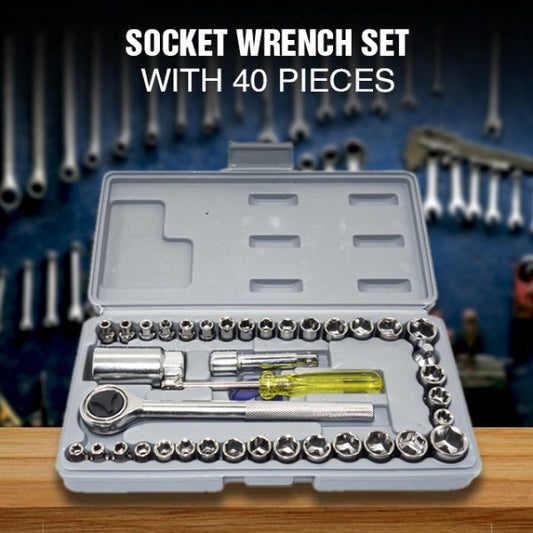 40pcs Aiwa Socket Wrench Tool Kit & Screwdriver Set | Stainless Steel Tools