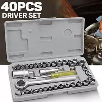 40pcs Aiwa Socket Wrench Tool Kit & Screwdriver Set | Stainless Steel Tools