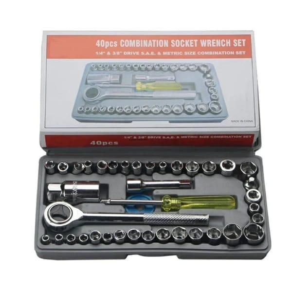 40pcs Aiwa Socket Wrench Tool Kit & Screwdriver Set | Stainless Steel Tools