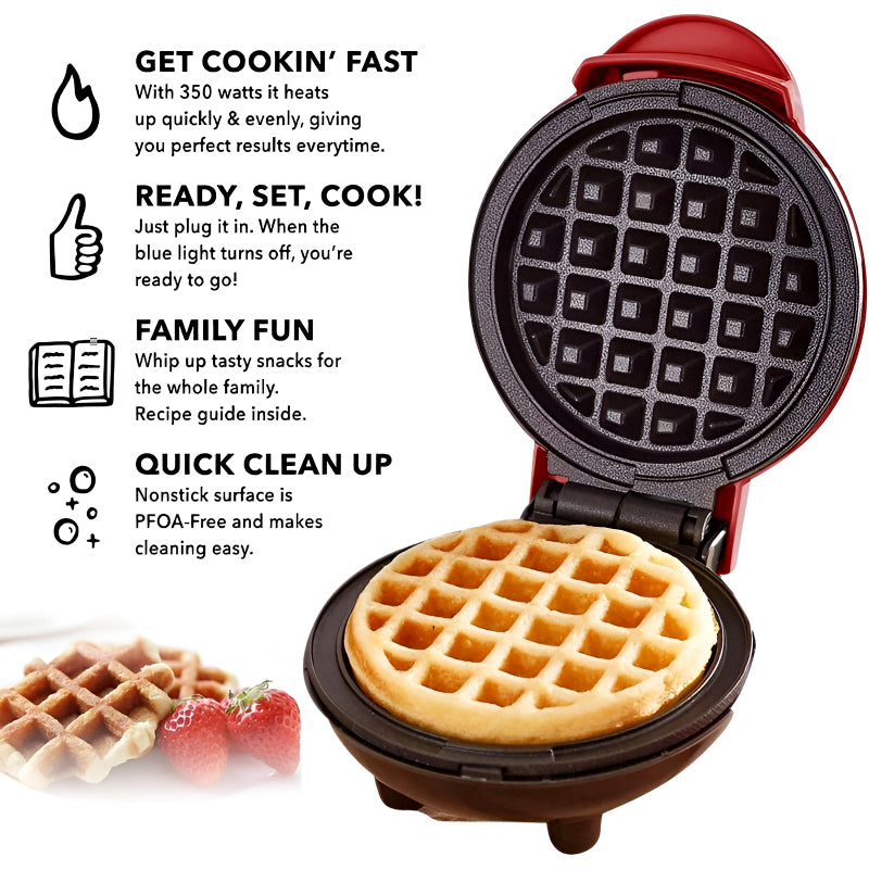 Compact 4-Inch Non-Stick Electric Mini Waffle Maker | 350-Watt