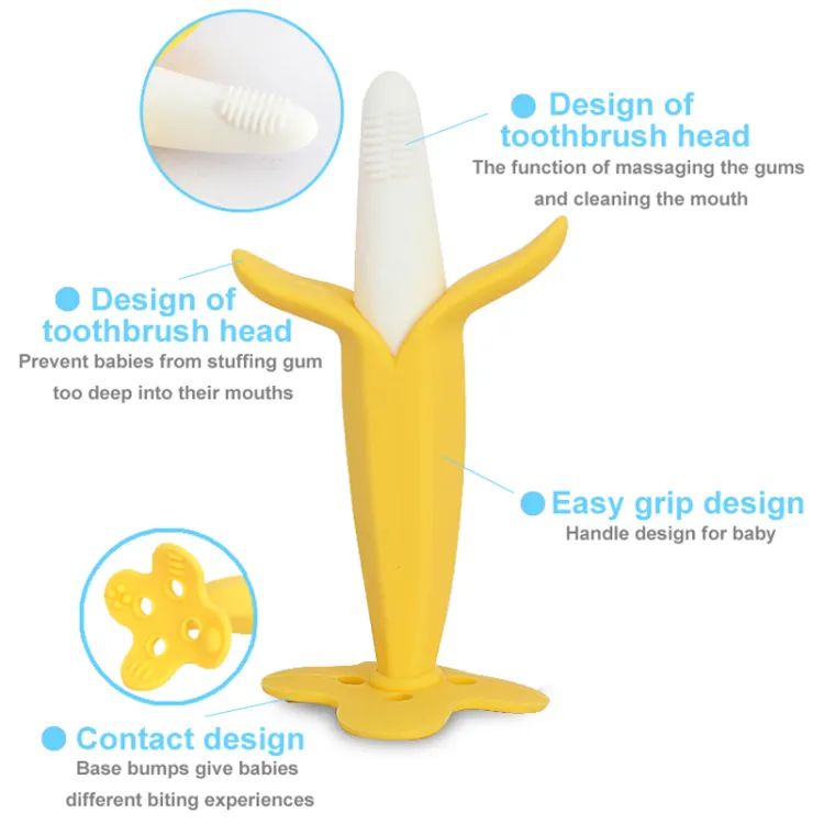 Baby Banana Teether Toy | Soft Silicone Gum Massager for Teething Relief