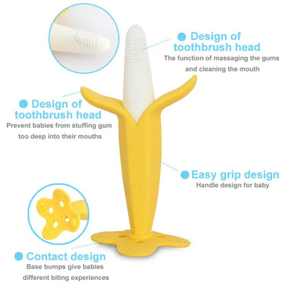 Baby Banana Teether Toy | Soft Silicone Gum Massager for Teething Relief