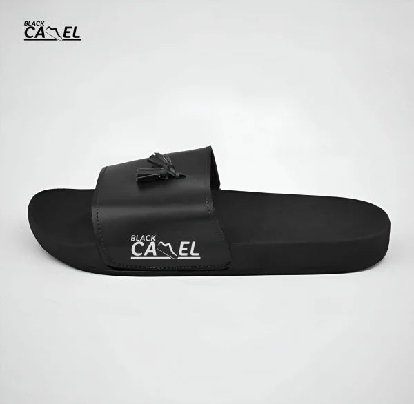 Black Camel Tassel Slide Slippers for Men | Anti-Slip & Comfortable Casual Wear