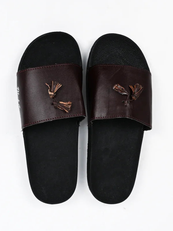 Black Camel Tassel Slide Slippers for Men | Anti-Slip & Comfortable Casual Wear