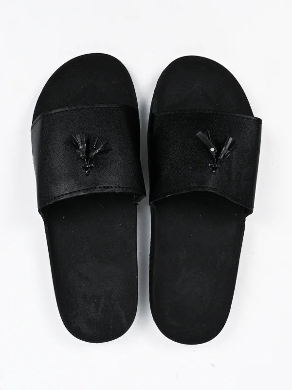 Black Camel Tassel Slide Slippers for Men | Anti-Slip & Comfortable Casual Wear