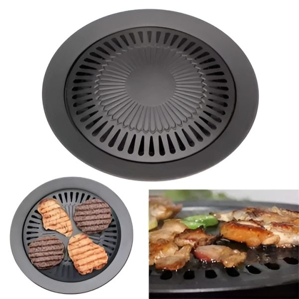 Non-Stick BBQ Grill Pan | 32cm Korean Cast Iron Frying Pan