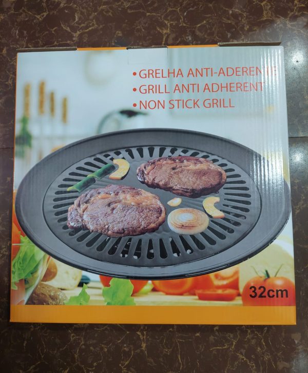 Non-Stick BBQ Grill Pan | 32cm Korean Cast Iron Frying Pan