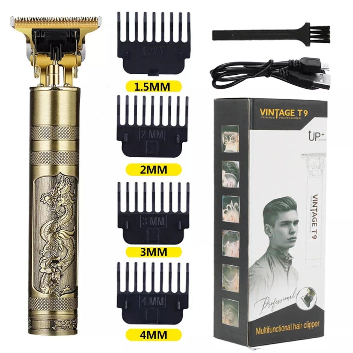 T9 Vintage Dragon Style Metal Hair Trimmer | Professional Rechargeable Clipper