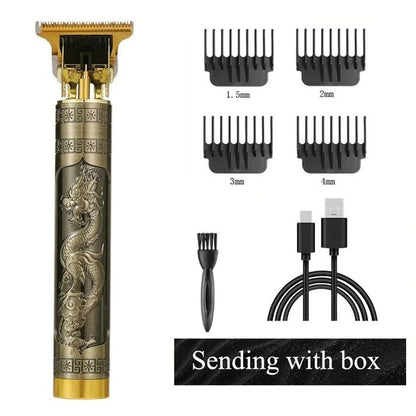 T9 Vintage Dragon Style Metal Hair Trimmer | Professional Rechargeable Clipper