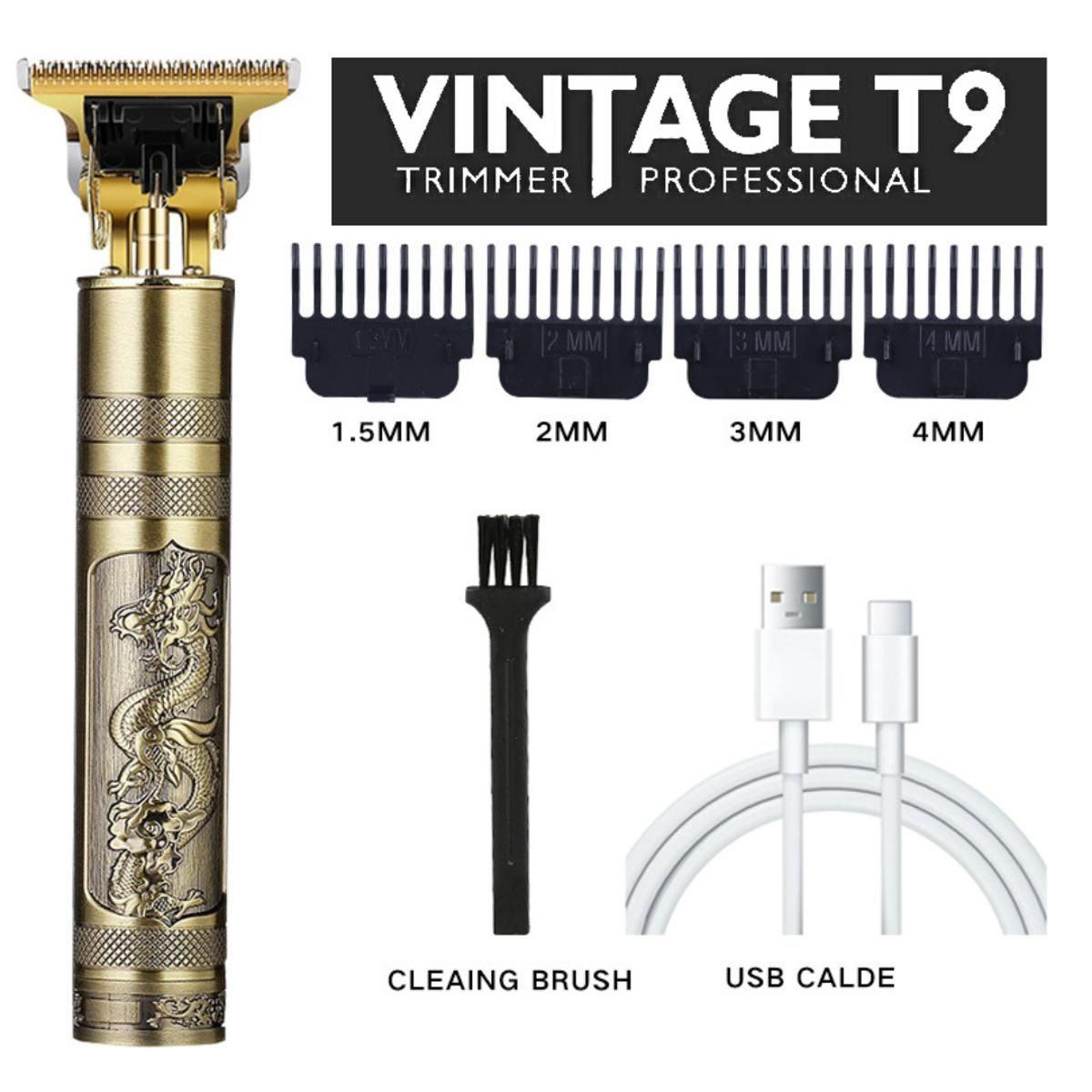 T9 Vintage Dragon Style Metal Hair Trimmer | Professional Rechargeable Clipper